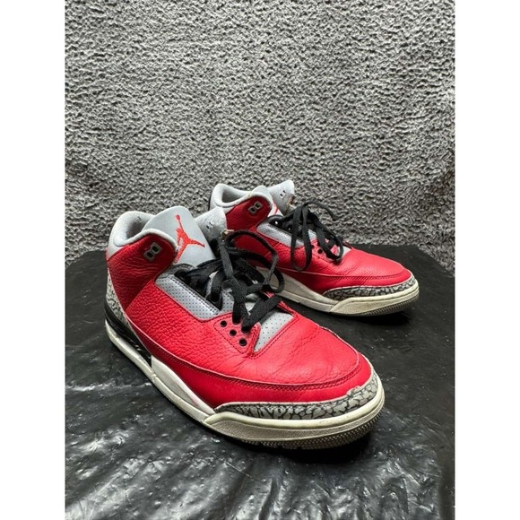 Air Jordan 3 Retro SE Unite Lace-Up Sneakers Fire Red CK5692-600 Mens‎ Size 11.5